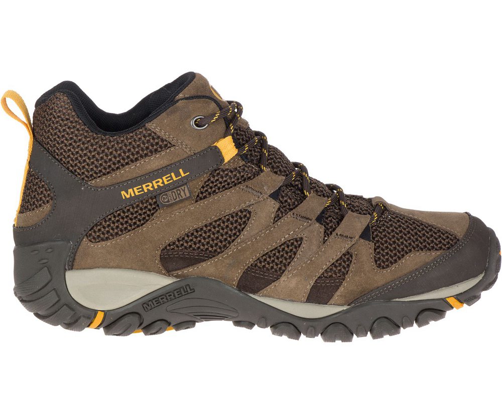 Kozaki Merrell Męskie Brązowe - Alverstone Mid Waterproof Wide Width - 320184-IJS